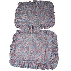 2 Vintage Ralph Lauren Pink Multicolor Paisley Standard Ruffle Pillow Shams